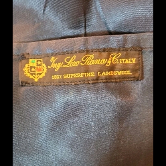 VTG Loro Piana Italy Union Made USA Superfine Lambswool Navy Blue Coat Mens XL - Picture 6 of 9